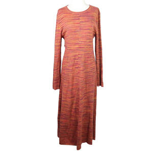 Banana Republic orange multicolor space dye ribbed knit maxi sweater dress XL